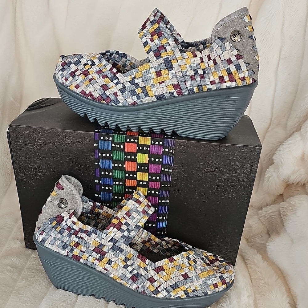 bernie mev. Multicolor Woven Platform Shoes
